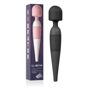 VIBRADOR DOBLE FUNCIÓN TIPO HITACHI + LENGUA RECARGABLE NEGRO