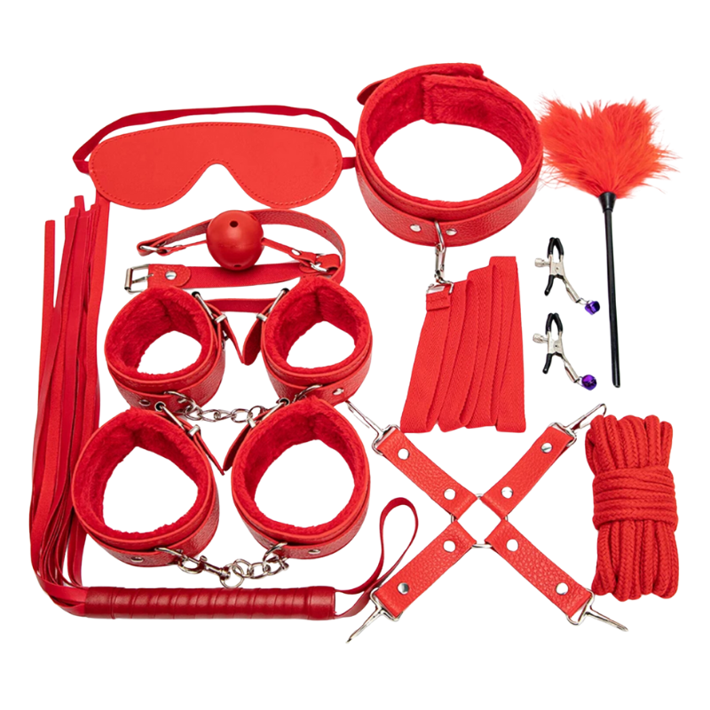KIT BONDAGE LUST 10 PIEZAS ROJO