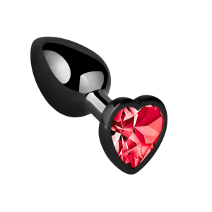 PLUG ANAL NEGRO METÁLICO TALLA S ROJA